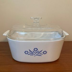 ☘️VTG RARE! Corning Ware Blue Floral Casserole Dish w/Lid